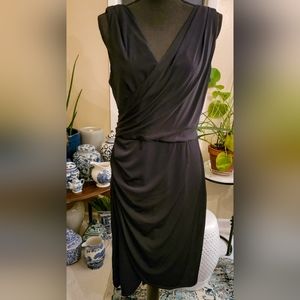White House Black Market Black V-Neck Front & Back Dress